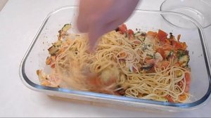Спагетти запеченные в духовке с овощами и сыром.