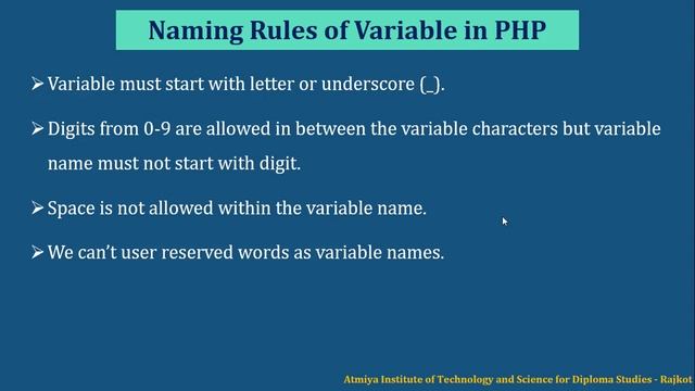 Variable and Datatype in PHP with Bhumika Zalavadia