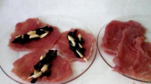 Мясные мини рулетики с черносливом и чесноком, на сковородке