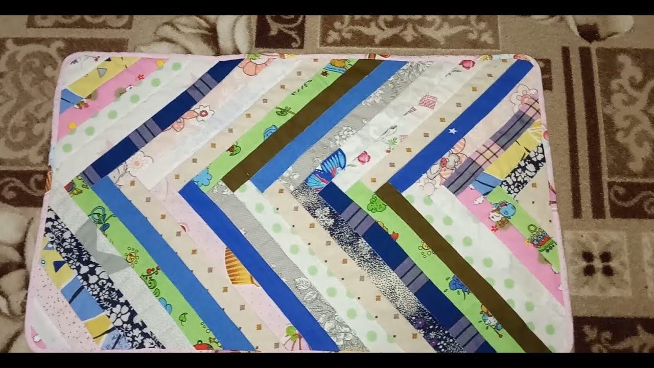 Коврик из лоскутков в технике пэчворк