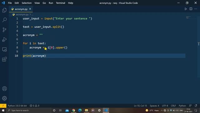 How to Create an Acronym in Python | Python Projects For Beginners | Python Project Tutorial #14 |