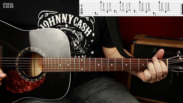 Как играть кантри на гитаре Johnny Cash Folsom Prison Blues [вместе с соло]