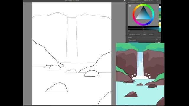 Как нарисовать водопад \\ Простой рисунок // Пошаговое рисование