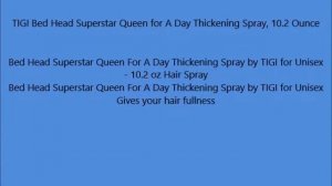 TIGI Bed Head Superstar Queen for A Day Thickening Spray, 10 2 Ounce