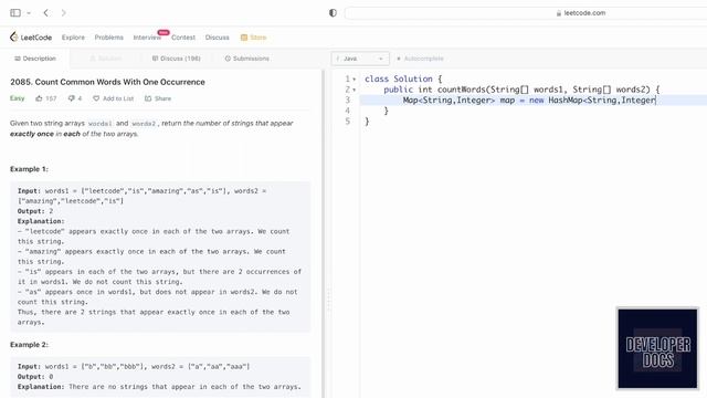 Leetcode | 2085. Count Common Words With One Occurrence | Easy | Java Solution