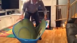 Folding an IKEA BUSA children tent pop tent.