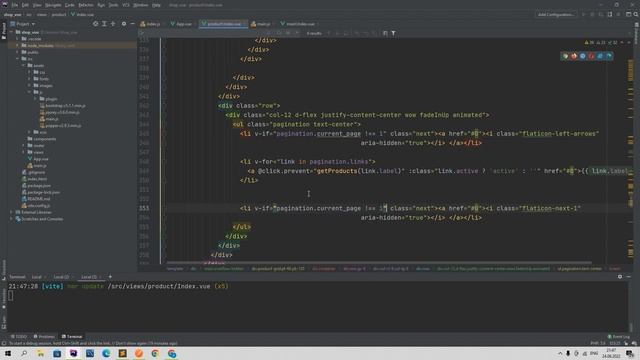Laravel 9 и Vue 3 SPA интернет магазин 21. Пагинация vue на странице с продуктами.mp4