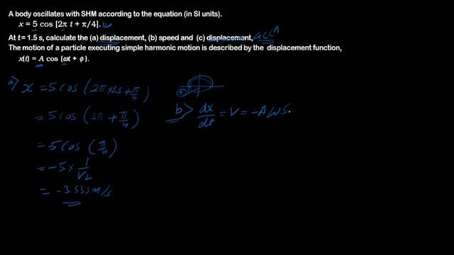 A body oscillates with SHM according to the equation x=5.0cos(2πt+π). At time t=1.5s, its displacem смотреть онлайн