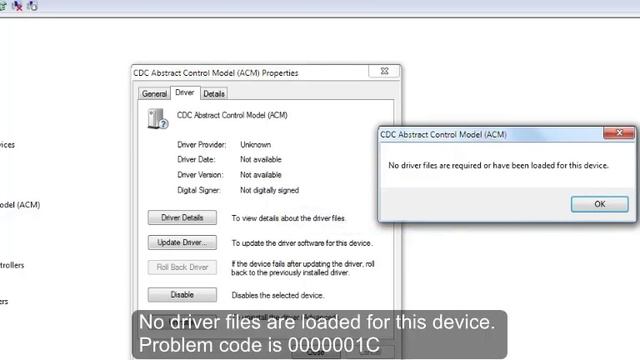 CDC Abstract Control Model ACM no driver found смотреть онлайн
