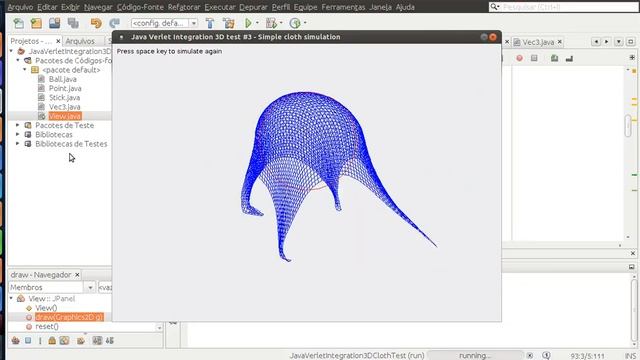 Java 3D physics from scratch - Verlet Integration 3D test #3 - Simple cloth simulation