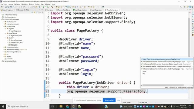 Selenium Cucumber Java BDD Framework Class 7: Page Factory