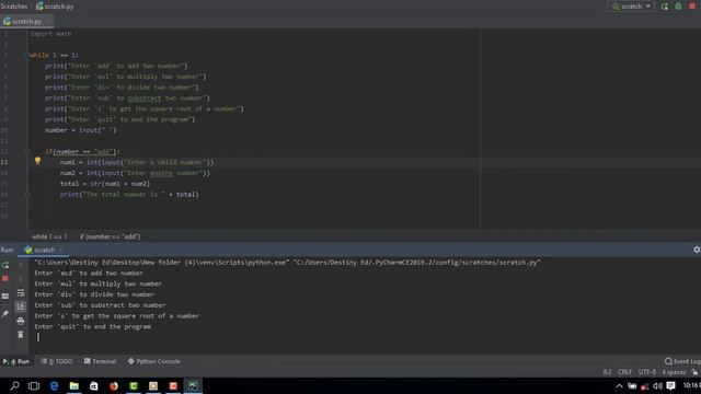 How to create a simple Python calculator with pycharm