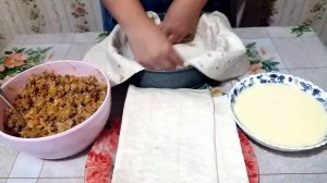 пирог из лаваша с фаршем и грибами в духовке