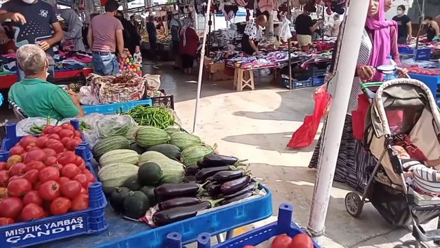 Рынок - Базар в Анталии. Цены на овощи - фрукты в июле месяце. Все вкуснее и сочнее. Турция. смотреть онлайн