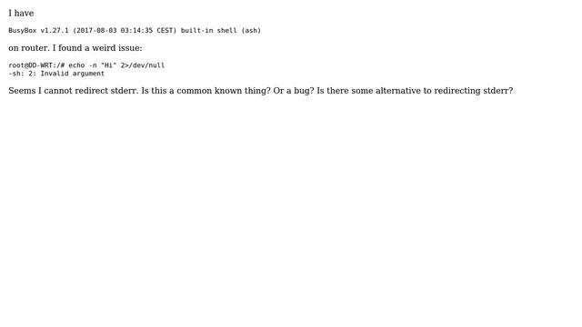 Unix & Linux: How to redirect stderr in busybox? смотреть онлайн