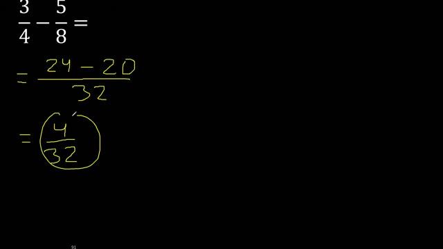 3/4 menos 5/8 , Resta de fracciones 3/4-5/8 heterogeneas , diferente denominador смотреть онлайн