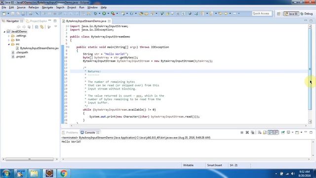 How to use the available() method of ByteArrayInputStream? | Java IO | Java Tutorial