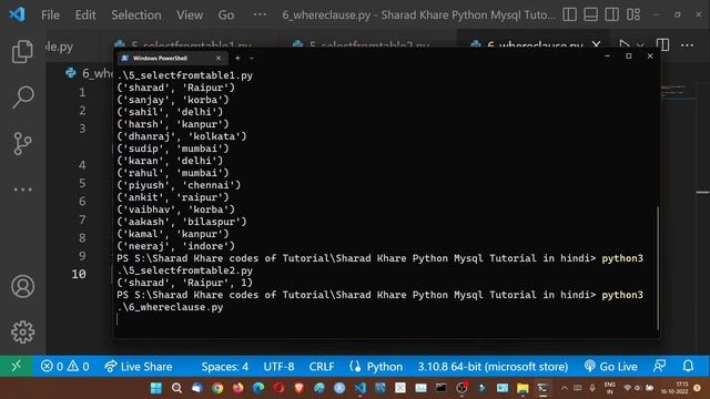 Using Where Statement with wildcards in MySQL Python  || Python MySQL Tutorial in Hindi #6