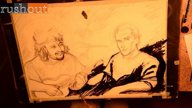 Illustrazione di Massimo Troisi e Pino Daniele ( Buon compleanno Massimo) By Rushout