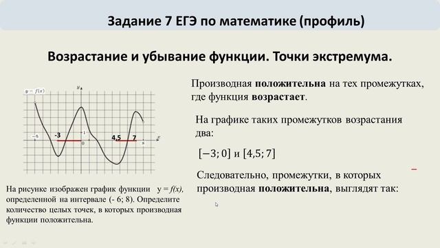 Найти количество целых точек, в которых производна положительна смотреть онлайн