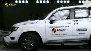 Toyota land cruiser crash test with many different angles in test lab