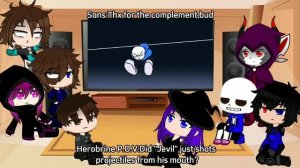 Rainimator(+Herobrine & Sans) reacts to "Sans vs Jevil" [Requested]