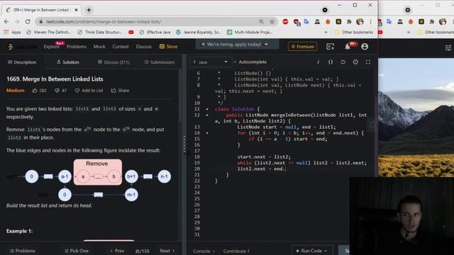 LeetCode 1669. Merge In Between Linked Lists Solution Explained - Java смотреть онлайн