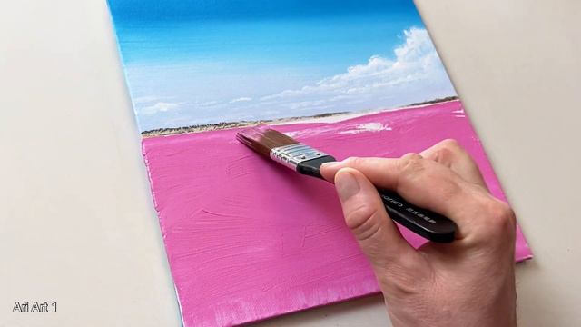 Acrylic Painting for Beginners / Pink Lake of Australia / Easy Art #67 смотреть онлайн