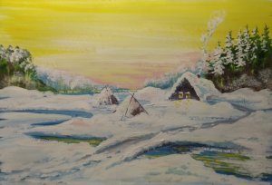 Мастер Класс. Гуашь. ОНЛАЙН УРОК. ЗИМА ИЗБУШКА