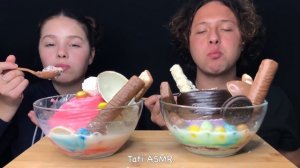 ASMR Chocolate Cake With Milk! Oreo, Maltesers, Kinder, M&M's Eating Sounds Mukbang 먹방 Tati ASM