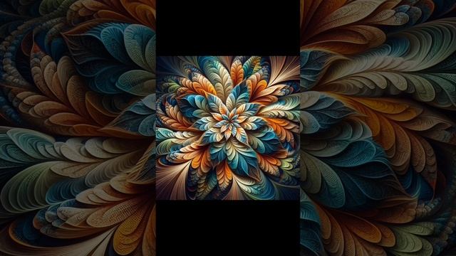 Листья разных цветов в виде фрактала