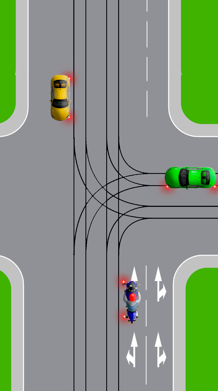 Кто из водителей выбрал правильное расположение на проезжей части, перед поворотом налево?