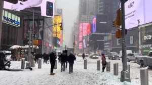 Walking In Snow  - Snowfall Times Square NYC Winter Manhattan New York City