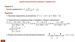 Дробно-рациональные уравнения и неравенства. Решение задачи ЕГЭ на вебинаре 1С:Репетитор