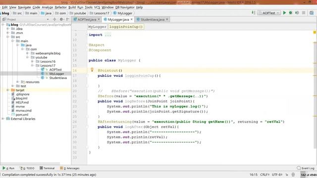 Spring Framework Java - Создание точки внедрения аспекта (Poincut), within and execution смотреть онлайн