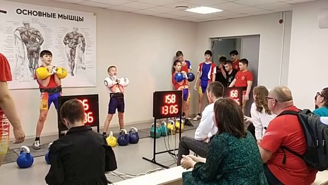 Гиревой спорт. Эстафета Толчок + Цикл + Рывок 2+2+1/1мин.