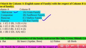 Multiple choice questions related to cotton family/Malvaceae.