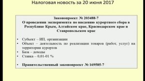 20062017 Налоговая новость о курортном сборе