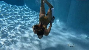 Electrician Girl Gets Thrown In The Pool ? Underwater Swimming In Work Clothes ?