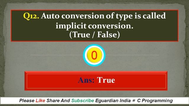 C Programming online Test | 25 important true false quiz Part-1 | C Language Questions with Answers