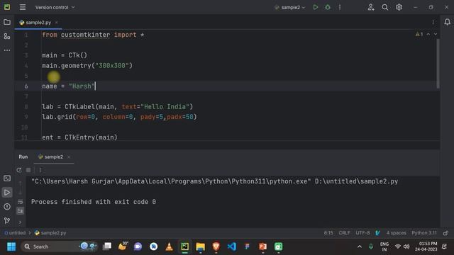 Variables & Data Types in CustomTkinter & Python - GET & SET Methods - E7 - Hindi - Harsh Nagar