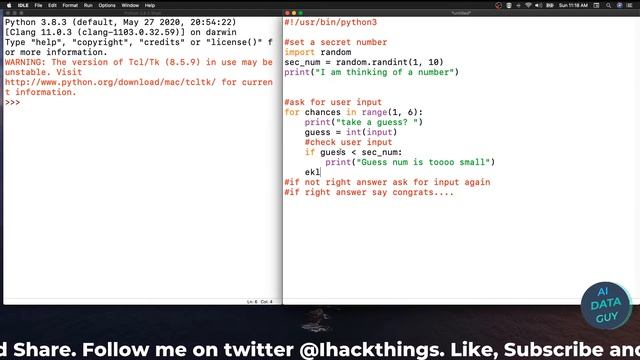 Let's code | Python Exercise - Guess The Number Game | aidataguy