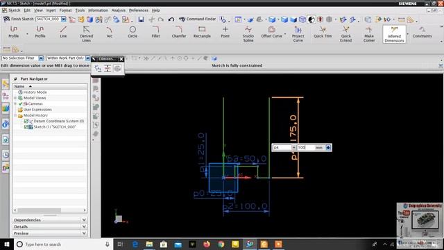 Chapter 5 I Unigraphics NX CAD Sketch I Example 1 I For Beginners I Unigraphics University смотреть онлайн