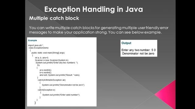 Exception Handling in Java смотреть онлайн