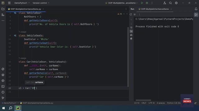 Python Multiple Inheritance | Multiple Inheritance in Python