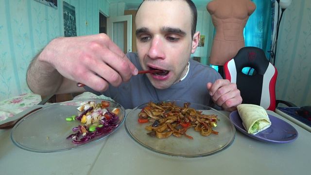 МУКБАНГ НАРЕЗКИ ЛУЧШЕЕ - УДОН С КРЕВЕТКАМИ / ПОКЕ С КУРИЦЕЙ/ ПП / EATING Mukbang АСМР 18. 03. 2024