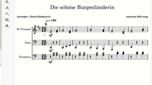 Die schöne Burgenländerin - sheet music for brass trio смотреть онлайн