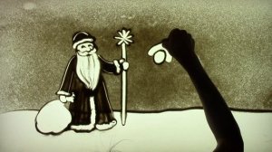 Как нарисовать песком Деда Мороза, Снегурочку и Снеговика