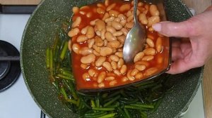 Чесночные Стрелки с Фасолью в Томатном Соусе — Ну Очень Вкусно...