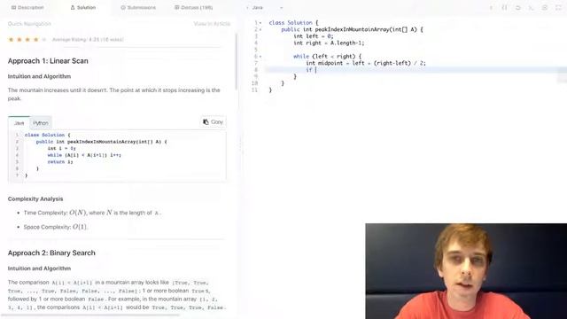 LeetCode Peak Index in a Mountain Array Explained - Java